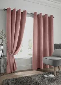 Velvet Blackout 90" x 90" Blush (Ring Top Curtains)