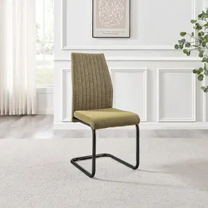 Furniturebox UK Lorenzo 2x Sage Green Fabric Black Leg Dining Chair