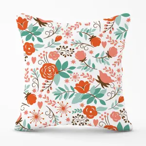 Orange Floral Pattern Cushions 60cm x 60cm