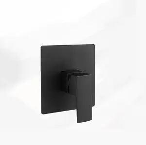 Concealed Rear Wall Black Matt Square Shower Set Mixer Square Head 1 Way