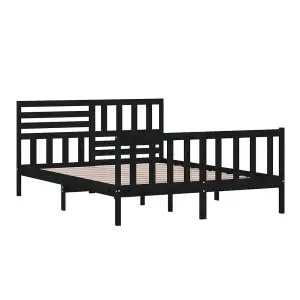 Berkfield Bed Frame Black Solid Wood 150x200 cm King Size