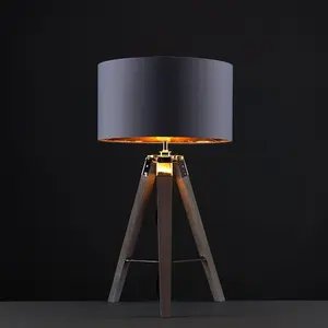 Bella Vista Wood Tripod Lamp Grey/Gold