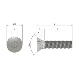 M2.5 x 6mm Socket Countersunk Screws Hex Allen Screw Bolts 10.9 High Tensile DIN 7991 Pack of 20