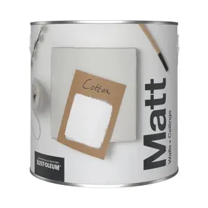 Rust-Oleum Washable Matt Wall Paint - Cotton (White) 2.5L