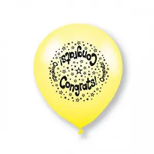 Unique Party Latex orted Designs Congratulations Balloons (Pack of 10) Yellow/Black (9in)