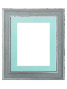 Scandi Distressed Blue Frame with Blue Mount for Image Size 15 x 10 Inch