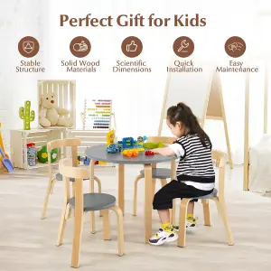 Costway 5-Piece Kids Table and Chair Set Children Wooden Activity Table 4 Curved Chairs