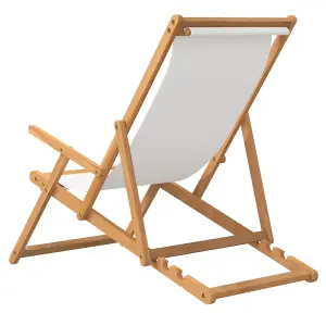 Berkfield Folding Beach Chair Solid Wood Teak Cream