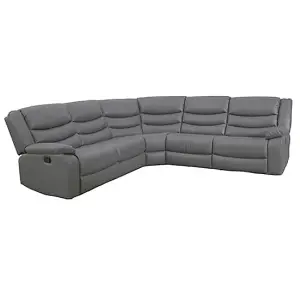 Sorreno Bonded Leather Recliner Corner Sofa In Dark Grey