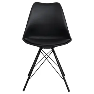 Soho Black Plastic Dining Chair with Black Metal Legs