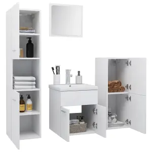 Berkfield Bathroom Furniture Set White Engineered Wood