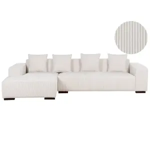 Corner Sofa LUNGO Off-White Corduroy Right Hand