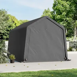 Dark Grey Galvanized Tube Garden Furniture Storage Tool Shed with Zip Door 8x12ft