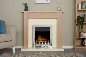 Adam Southwold Fireplace in Oak & Cream with Blenheim Electric Fire in Chrome, 43 Inch