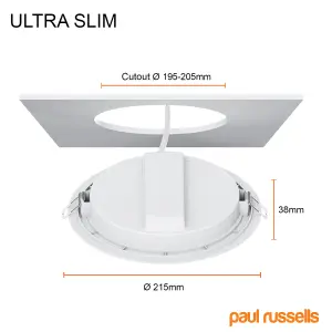 paul russells LED Round Panel Ceiling Lights, 24W 2450 Lumens, Spotlights, IP20, 6500K Day Light, Pack of 10