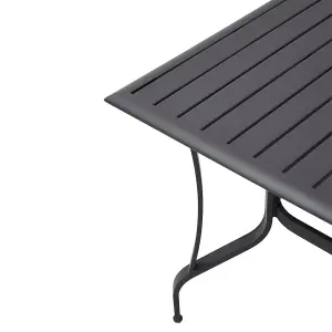 150cm L Garden Metal Slatted Coffee Table Rectangle Table in Black