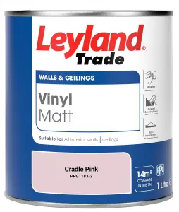 Leyland Trade Vinyl Matt Walls & Ceilings Emulsion Paint Cradle Pink (PPG1183-2) 1L