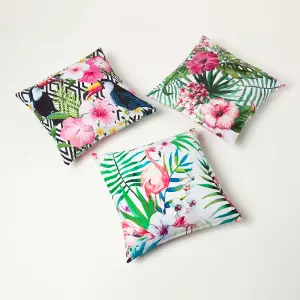 Homescapes Botanical Flower Outdoor Cushion 45 x 45 cm, Set of 2