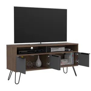 Wide screen TV unit with 4 doors, bleached oak and grey, Vegas range