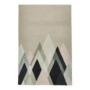 Beige Handmade Luxurious Modern Wool Abstract Rug Easy to clean Living Room and Bedroom-120cm X 170cm