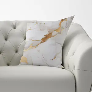 White Marble With Gold Cushions 33cm x 48cm