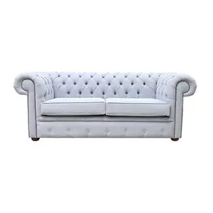 Chesterfield Handmade 2.5 Seater Sofa Catania Ash Grey Fabric In Classic Style