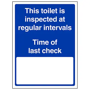 Toilet Inspected Reg. Intervals Sign - Adhesive Vinyl 150x200mm (x3)