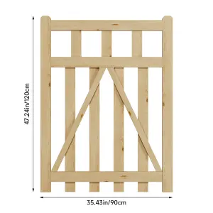 Outdoor Wooden Garden Gate Fence with Door Latch 90cm W x 120cm H