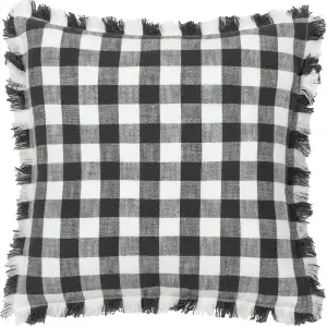 Yard Barton Check Fringed Polyester Filled Cushion