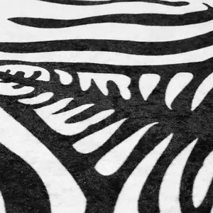 Rug Black and White 120x170 cm Zebra Pattern Washable Anti Slip