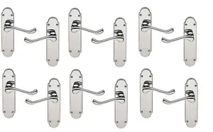 6 Pairs of Epsom Style Victorian Shaped Door Lever Latch Premium Door Handle Polished Chrome