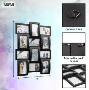 Arpan Multi Aperture Picture Frame Holds 12 X 6x4 " Black