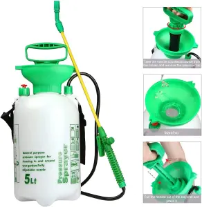 MantraRaj 5L Knapsack Pressure Sprayer Pump Manual Garden Outdoor Weed Pest Killer Bottle For Weedkiller, Fertilisers Hand Pump