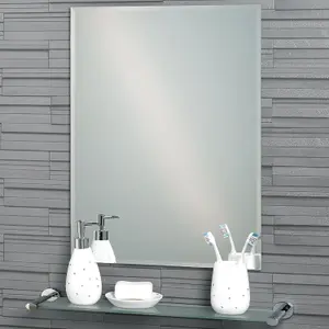 Showerdrape Fairmont Rectangular Wall Mounted Frameless Bevelled Edge Bathroom Mirror 70 x 50cm