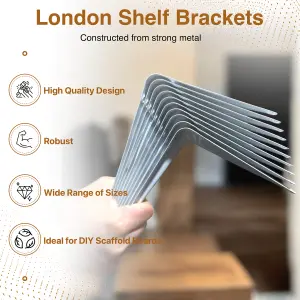 MKGT London White Shelf Brackets, Floating Book Shelves Support, Pack of 10 (200x150mm 8x6inch)