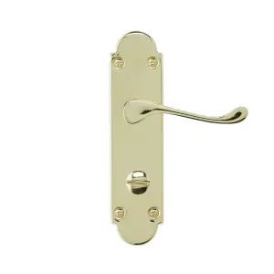 Colours Beja Polished Brass effect Steel Scroll Bathroom Door handle (L)96mm