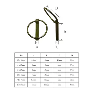 Home.smat 2 x Linch Pins 4.5 x 40mm Plated Retaining Fixings for Trailers & Machinery