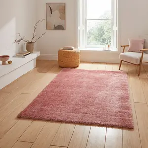 Cream Plain Shaggy 45mm Thick Stain-Resistant Rug For Bedroom, & Dining Room, Easy to Clean Modern Rug-80cm X 150cm