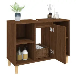 Berkfield Sink Cabinet Brown Oak 80x33x60 cm Engineered Wood