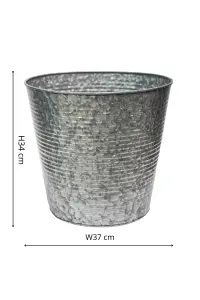 Ribbed Galvanised Planter D37cm