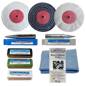 Bench Grinder Metal Polishing Kit Steel & Stainless Steel 9pc 4" x 1" Pro-Max