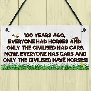 Red Ocean Civilised Horses Funny Barn Stable Door Pony Gift Haging Plaque Equestrian Sign