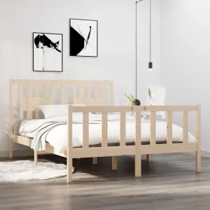 Berkfield Bed Frame Solid Wood 135x190 cm 4FT6 Double