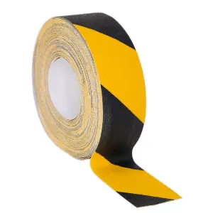 Sealey Anti Slip Tape 50mm x 18m Black Yellow Stripes Self Adhesive ANTBY18