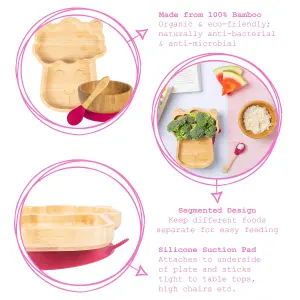 Tiny Dining - Llama Bamboo Suction Baby Feeding Set - Red - 4pc