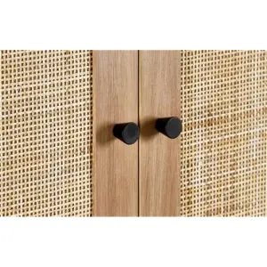 Premium Rattan Oak-Finish Wardrobe