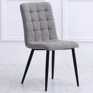 Light Grey Dining Chairs Set of 4 Linen Upholstered Kitchen Chair Accent Chair with Metal Legs