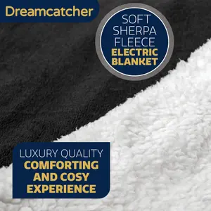 Dreamcatcher Sherpa Fleece Polyester Heated Electric Throw Blanket 160cm x 120cm Black