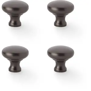 4 PACK - Victorian Round Door Knob - Dark Bronze 32mm - Kitchen Cabinet Pull Handle