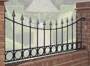 Balmoral Premium Spear Top Railing Panel Shaped w/ Rings Fits Opening -Steel - Fits Gap 1830 mm x 735 mm High - Electro Galv.